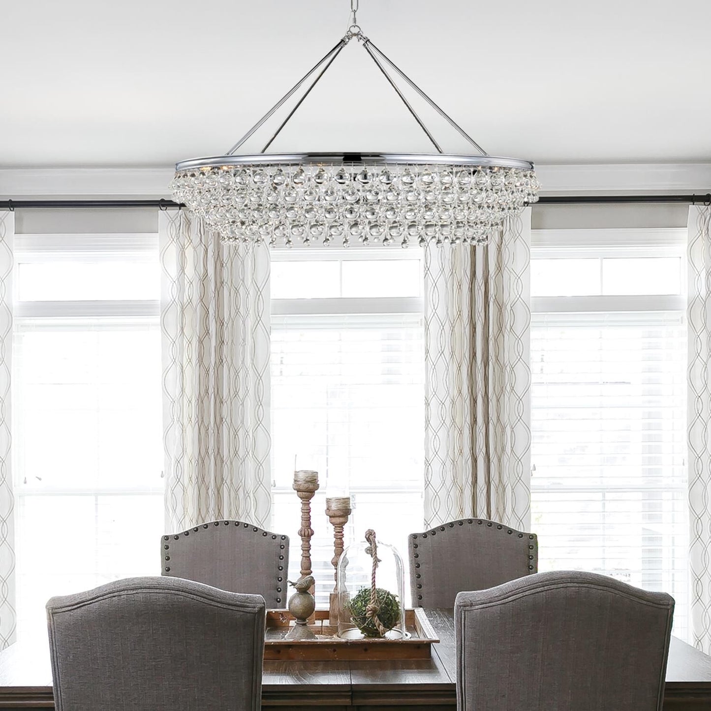 Calypso 8 - Light Chandelier with Clear Crystal Drops - Lightings Menu