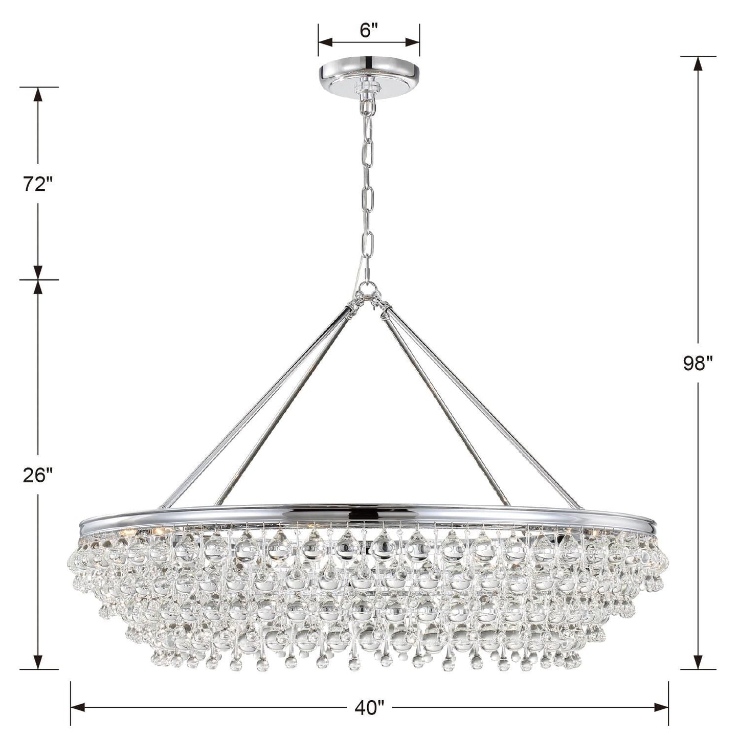 Calypso 8 - Light Chandelier with Clear Crystal Drops - Lightings Menu