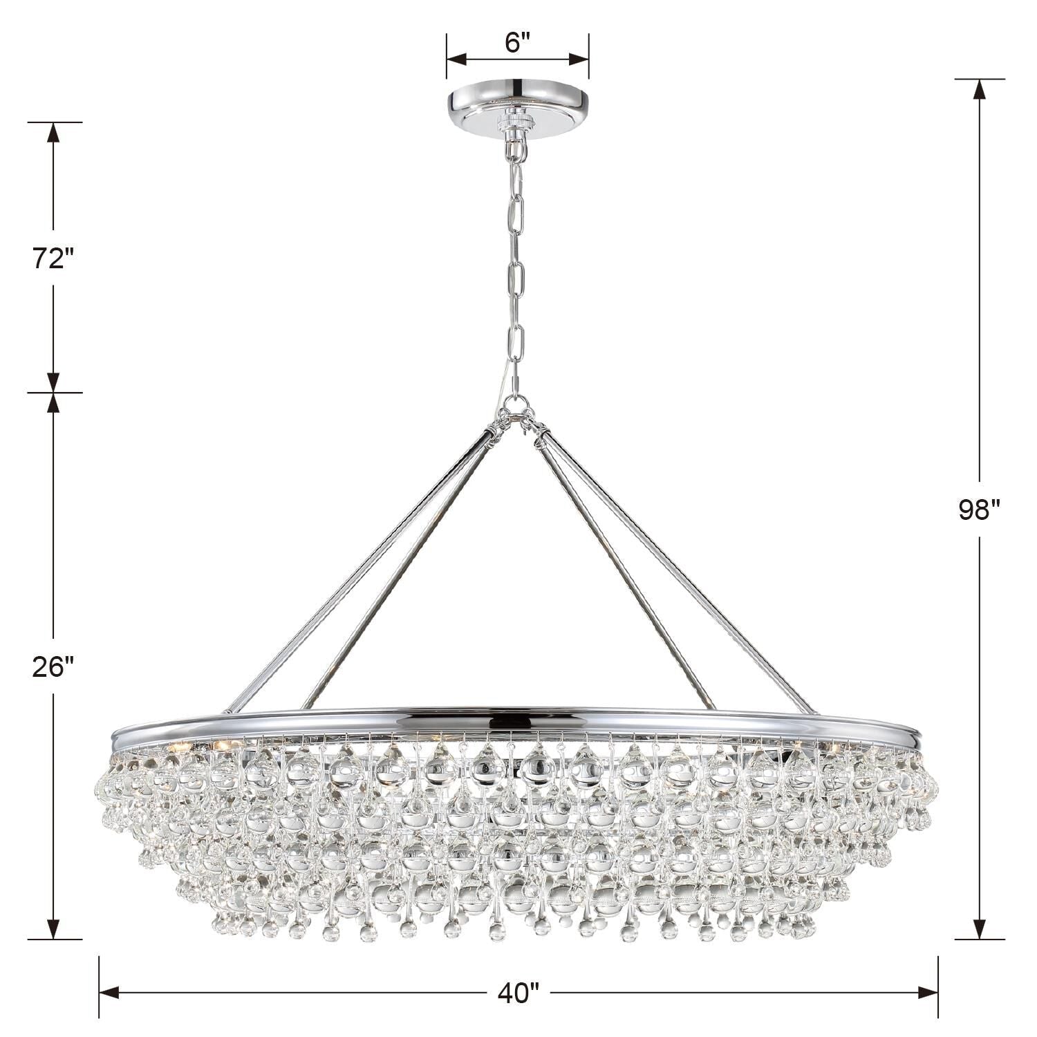 Calypso 8 - Light Chandelier with Clear Crystal Drops - Lightings Menu