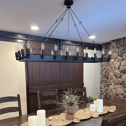 Camins Vintage Candelabra Rectangular Chandelier - Lightings Menu
