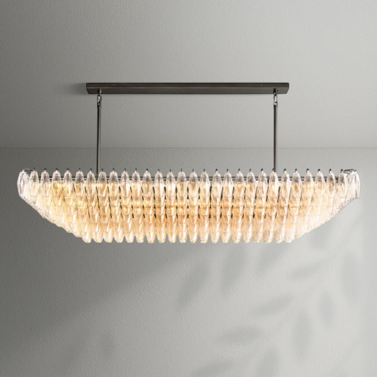 Chiaran Clear Glass Tired Rectangular Chandelier - Lightings Menu