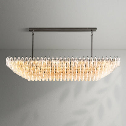 Chiaran Clear Glass Tired Rectangular Chandelier - Lightings Menu