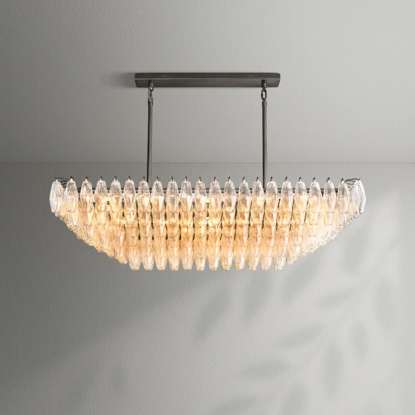 Chiaran Clear Glass Tired Rectangular Chandelier - Lightings Menu