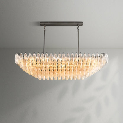 Chiaran Clear Glass Tired Rectangular Chandelier - Lightings Menu