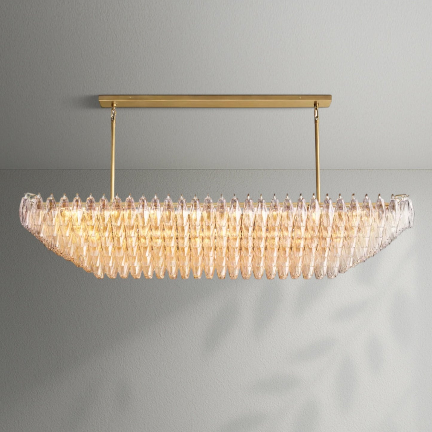 Chiaran Clear Glass Tired Rectangular Chandelier - Lightings Menu