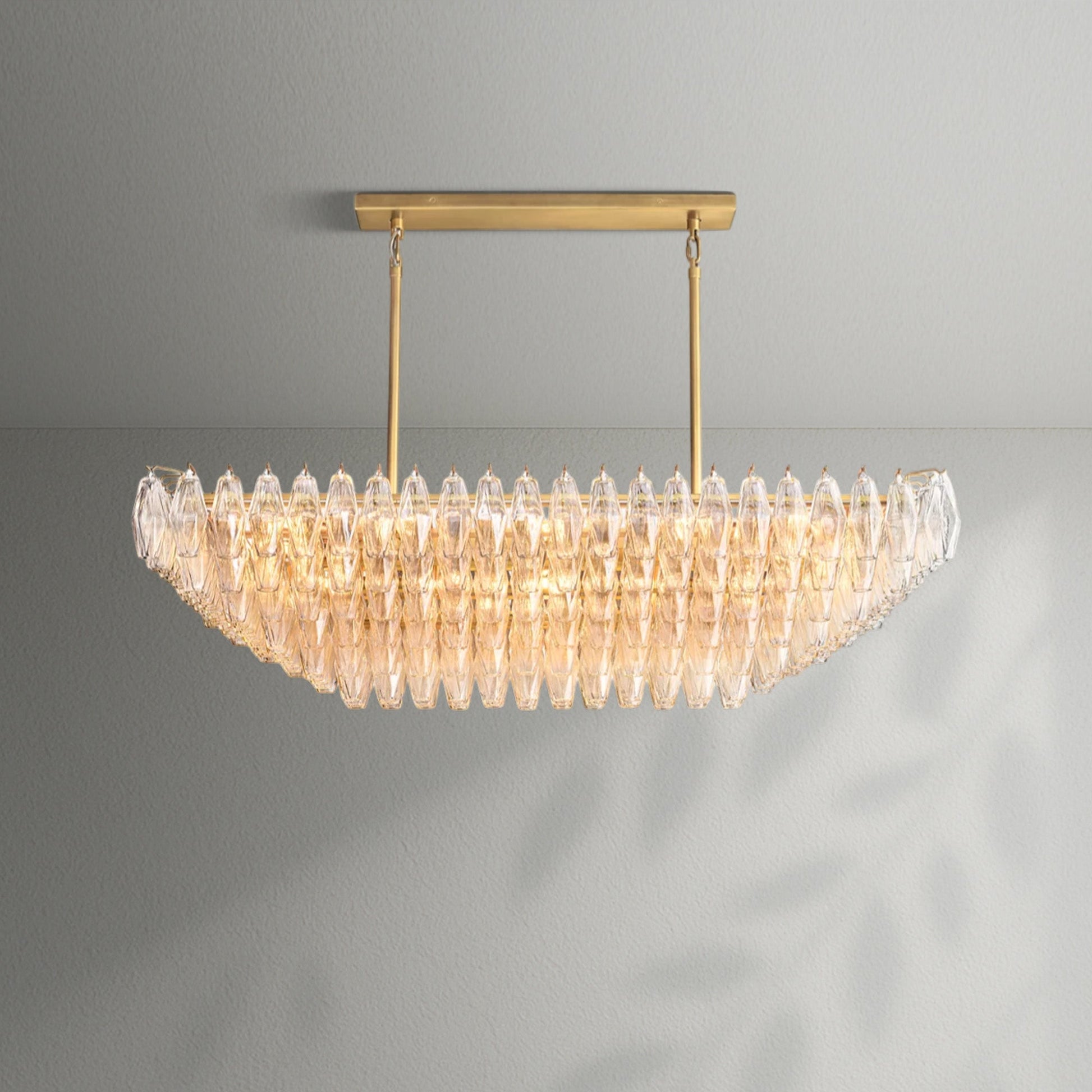 Chiaran Clear Glass Tired Rectangular Chandelier - Lightings Menu