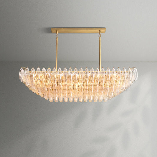Chiaran Clear Glass Tired Rectangular Chandelier - Lightings Menu