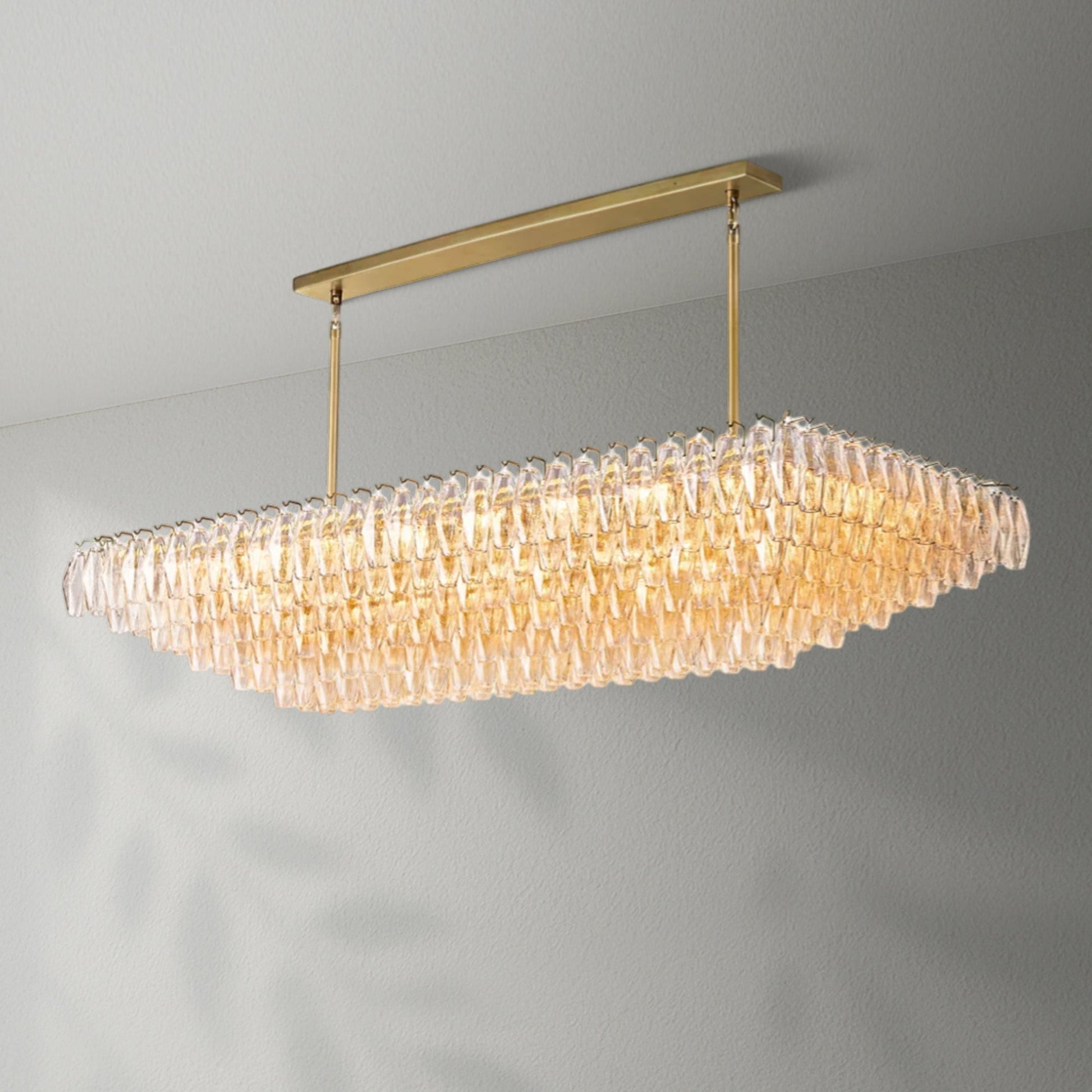 Chiaran Clear Glass Tired Rectangular Chandelier - Lightings Menu