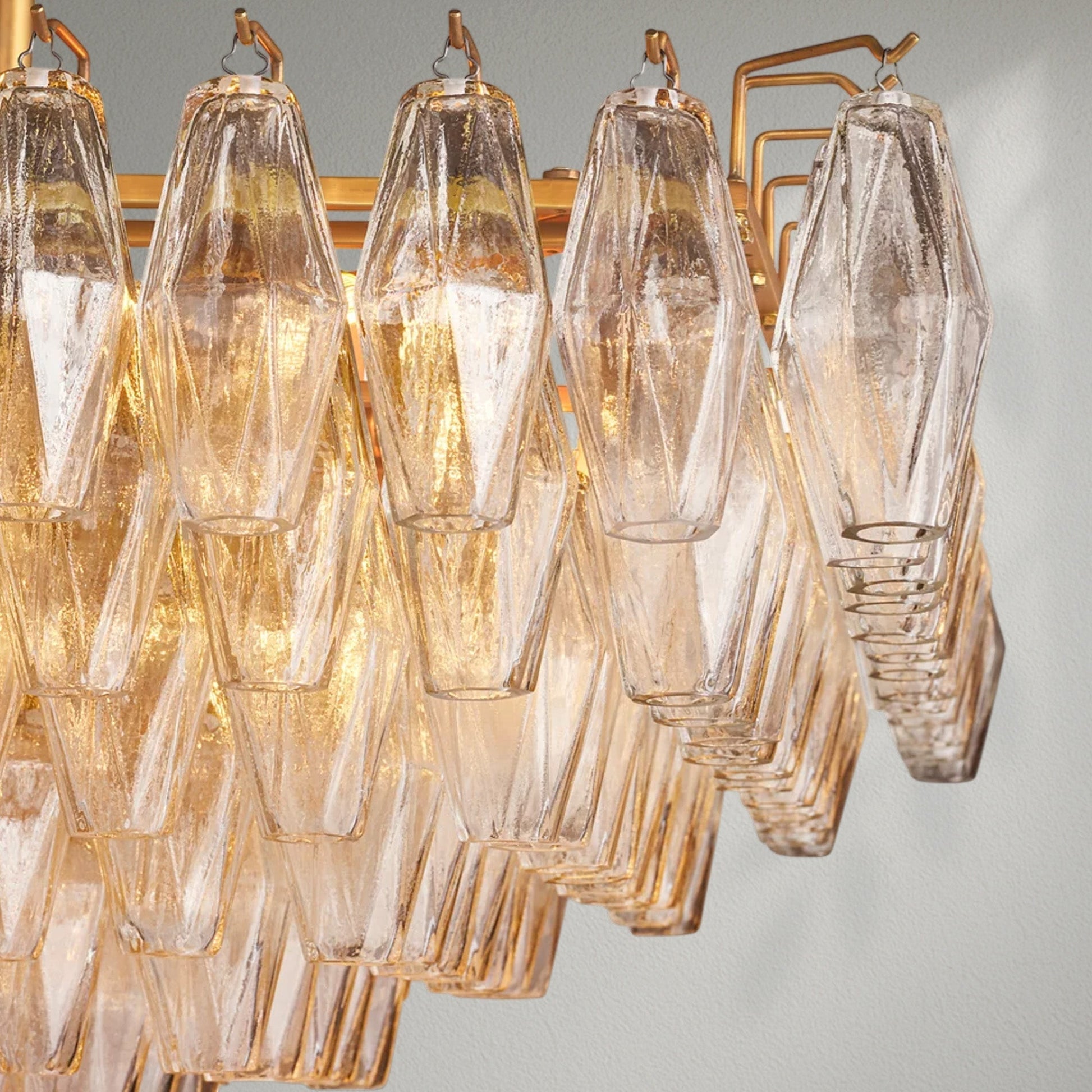 Chiaran Clear Glass Tired Rectangular Chandelier - Lightings Menu