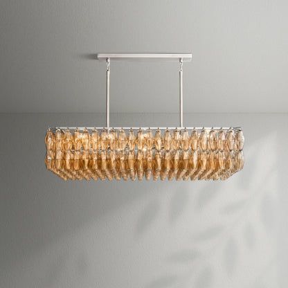 Chiaran Glass Rectangular Chandelier - Lightings Menu