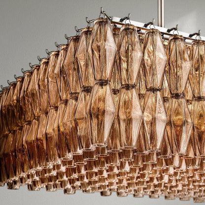 Chiaran Glass Rectangular Chandelier - Lightings Menu