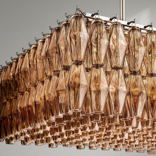 Chiaran Glass Rectangular Chandelier - Lightings Menu