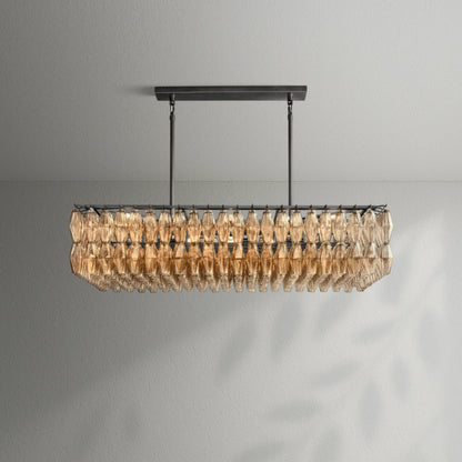 Chiaran Glass Rectangular Chandelier - Lightings Menu