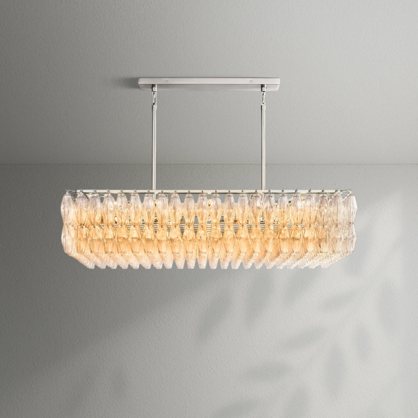 Chiaran Glass Rectangular Chandelier - Lightings Menu