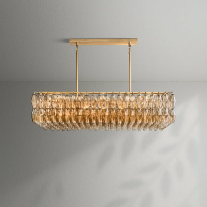 Chiaran Glass Rectangular Chandelier - Lightings Menu