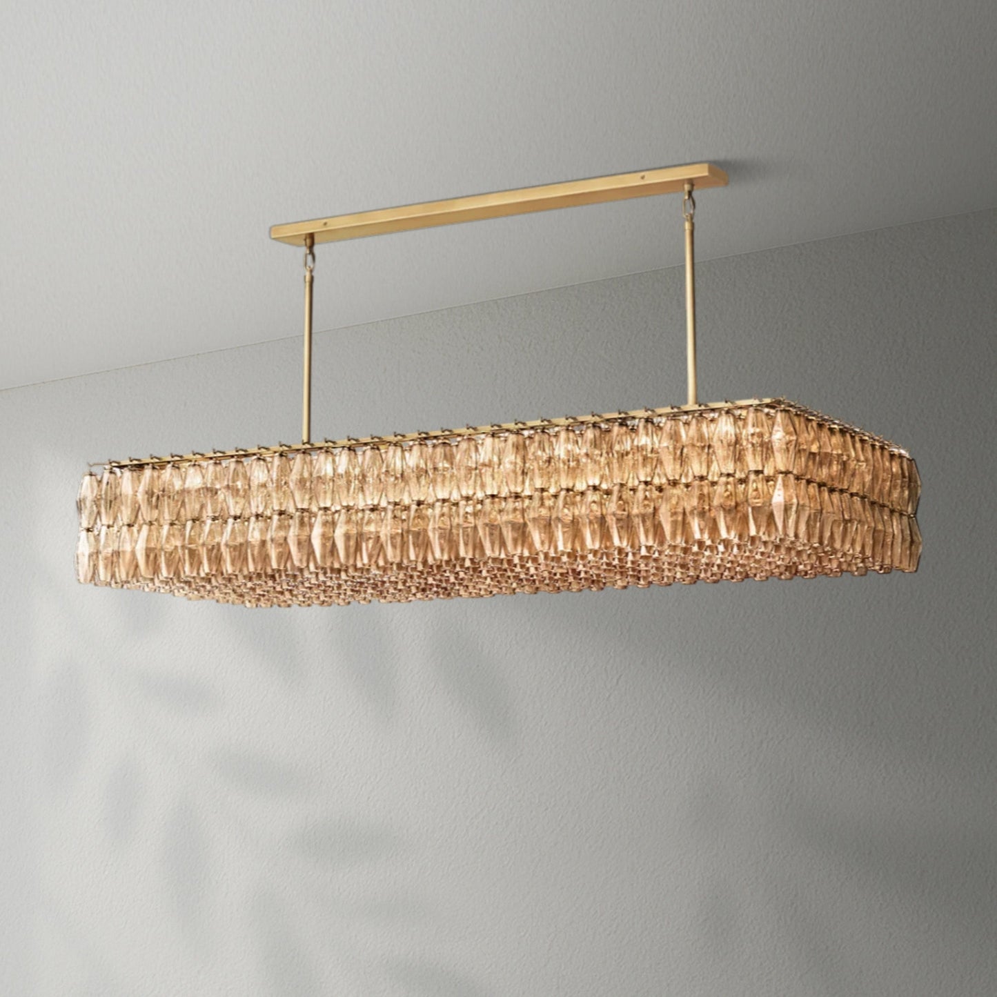 Chiaran Glass Rectangular Chandelier - Lightings Menu