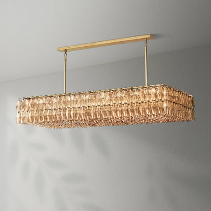 Chiaran Glass Rectangular Chandelier - Lightings Menu