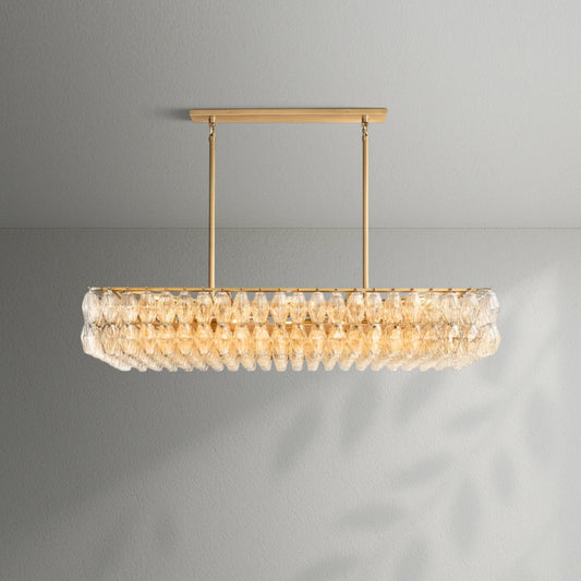 Chiaran Glass Rectangular Chandelier - Lightings Menu
