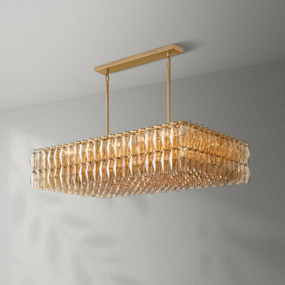 Chiaran Glass Rectangular Chandelier - Lightings Menu