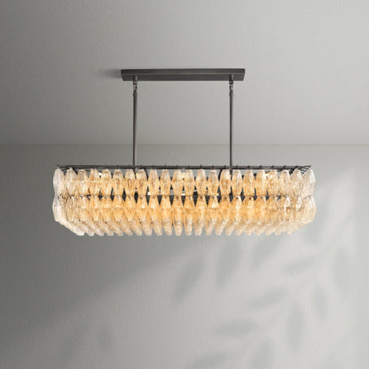 Chiaran Glass Rectangular Chandelier - Lightings Menu