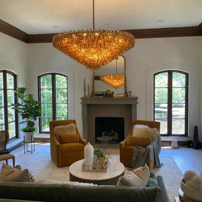Chiaran Glass Tiered Round Chandelier - Lightings Menu