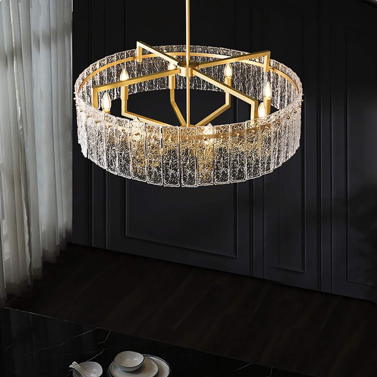 Classic Moire Crystal Round Chandelier - Lightings Menu