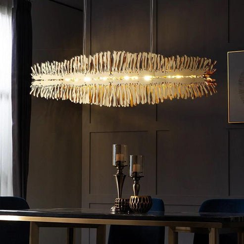Clemo Island Gold Chandelier In Stainless Stee - Lightings Menu