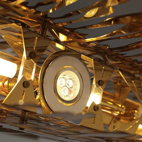 Clemo Island Gold Chandelier In Stainless Stee - Lightings Menu