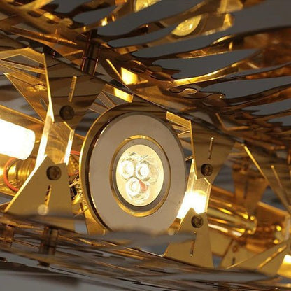 Clemo Island Gold Chandelier In Stainless Stee - Lightings Menu