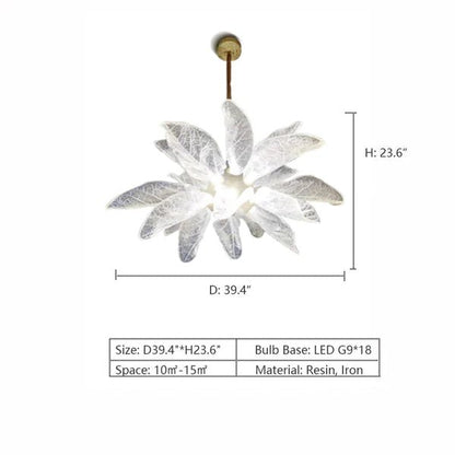 Creative Bionic Resin Leaves Chandelier - Lightings Menu