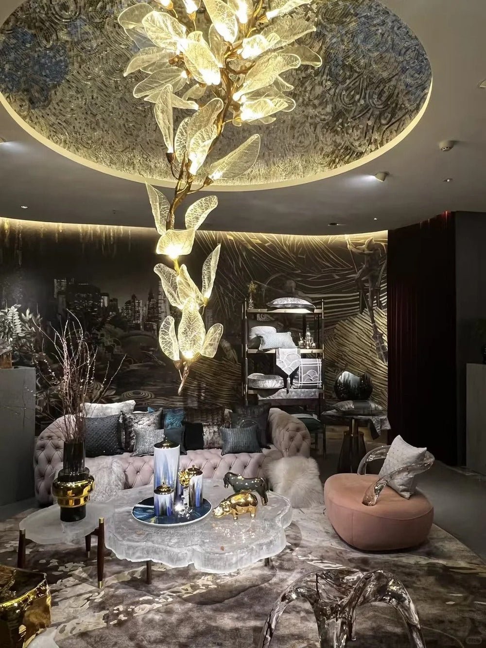 Creative Bionic Resin Leaves Chandelier - Lightings Menu