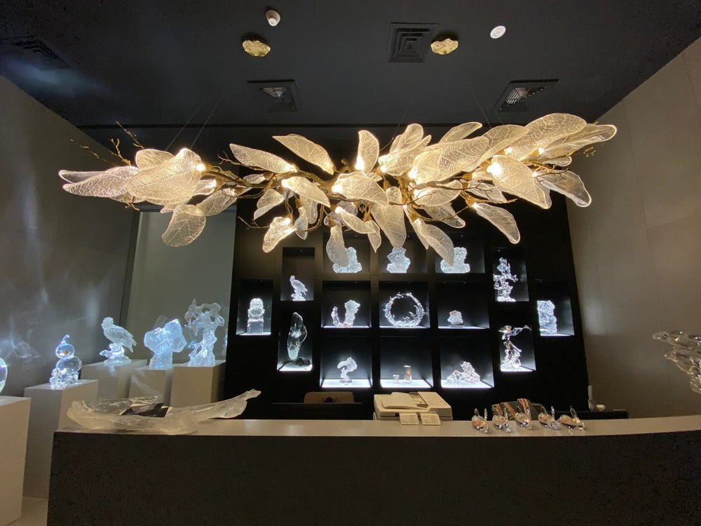 Creative Bionic Resin Leaves Chandelier - Lightings Menu