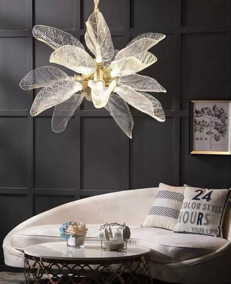 Creative Bionic Resin Leaves Chandelier - Lightings Menu