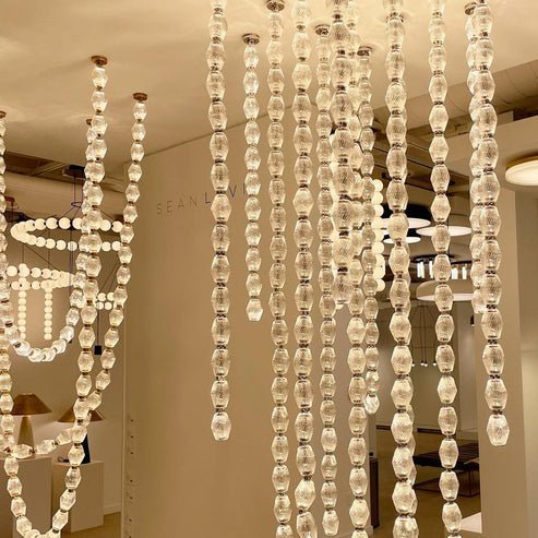 Creative Glass Pearl Necklace Pendnat Chandelier for Living/Dining Room/Staircase - Lightings Menu