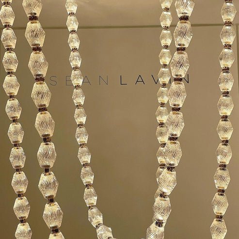 Creative Glass Pearl Necklace Pendnat Chandelier for Living/Dining Room/Staircase - Lightings Menu