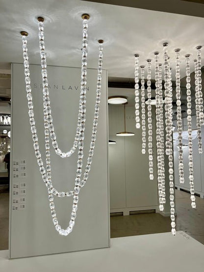 Creative Glass Pearl Necklace Pendnat Chandelier for Living/Dining Room/Staircase - Lightings Menu