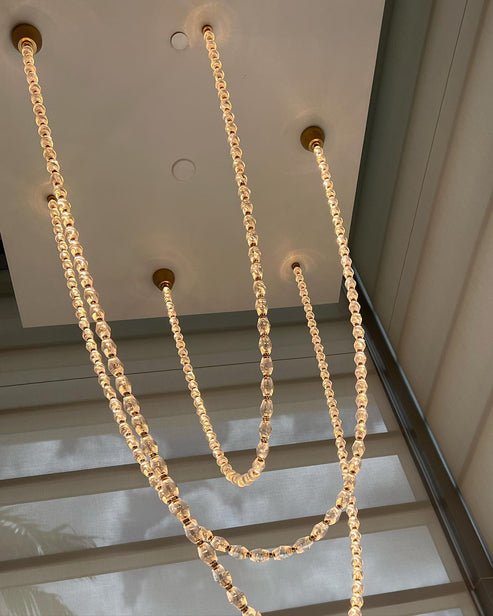 Creative Glass Pearl Necklace Pendnat Chandelier for Living/Dining Room/Staircase - Lightings Menu
