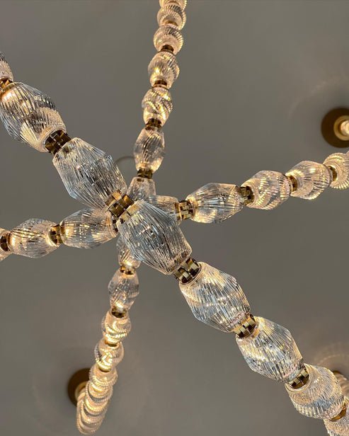 Creative Glass Pearl Necklace Pendnat Chandelier for Living/Dining Room/Staircase - Lightings Menu