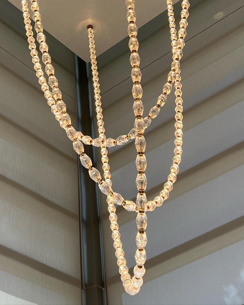 Creative Glass Pearl Necklace Pendnat Chandelier for Living/Dining Room/Staircase - Lightings Menu