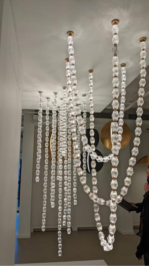 Creative Glass Pearl Necklace Pendnat Chandelier for Living/Dining Room/Staircase - Lightings Menu