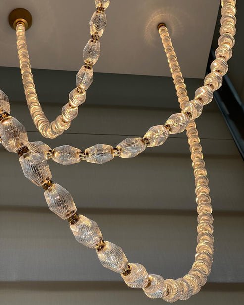 Creative Glass Pearl Necklace Pendnat Chandelier for Living/Dining Room/Staircase - Lightings Menu