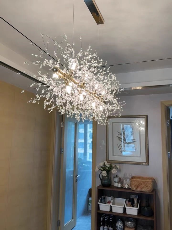 Dandelion Crystal Chandelier Light Firefly/ Glowworm Hanging Lamp Pendant For Rectangle Dining Room - Lightings Menu