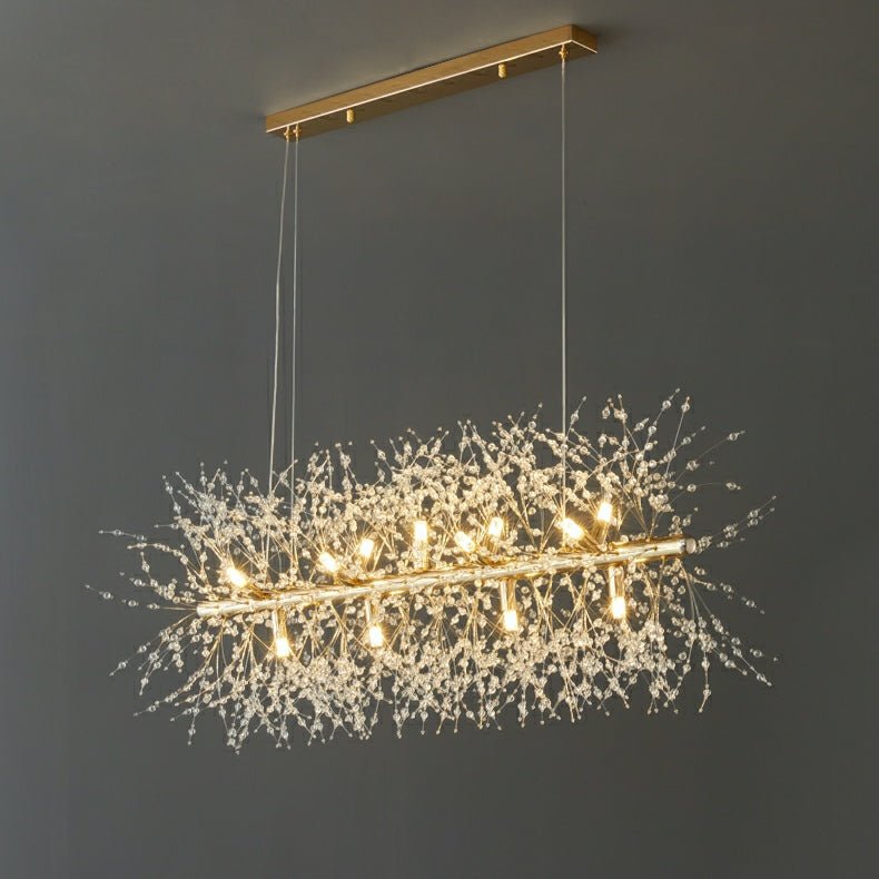 Dandelion Crystal Chandelier Light Firefly/ Glowworm Hanging Lamp Pendant For Rectangle Dining Room - Lightings Menu