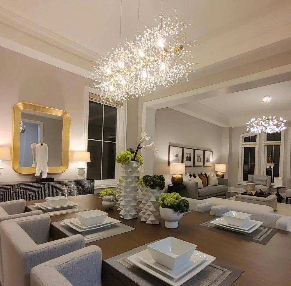 Dandelion Crystal Chandelier Light Firefly/ Glowworm Hanging Lamp Pendant For Rectangle Dining Room - Lightings Menu