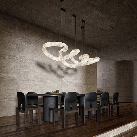 Designer Symmetrical Alabaster Chandelier - Lightings Menu