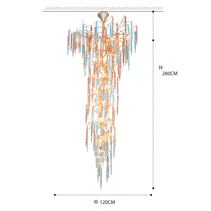 Dora Colorful Crystal Staircase Chandelier - Lightings Menu