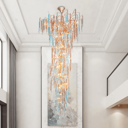 Dora Colorful Crystal Staircase Chandelier - Lightings Menu