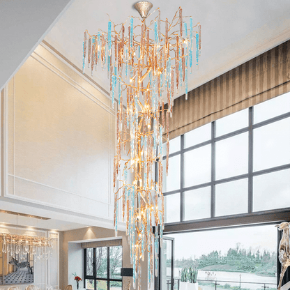 Dora Colorful Crystal Staircase Chandelier - Lightings Menu