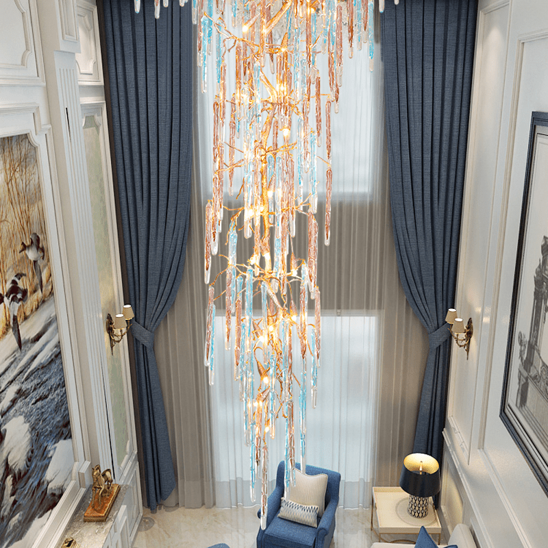 Dora Colorful Crystal Staircase Chandelier - Lightings Menu
