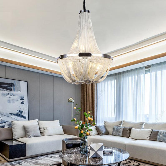 Eldorado Luxury Aluminum Chain Tassel Chandelier - Lightings Menu